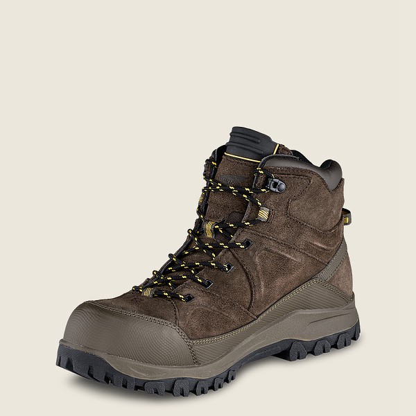 Mens Red Wing Trbo - 5-inch Waterproof Safety Toe - Hiking Boots Dark Brown - QDW783406